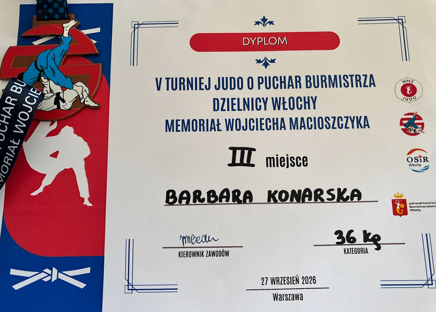 Barbara Konarska - 3 miejsce w Turnieju Judo
